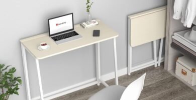 Mesa de escritorio plegable beige
