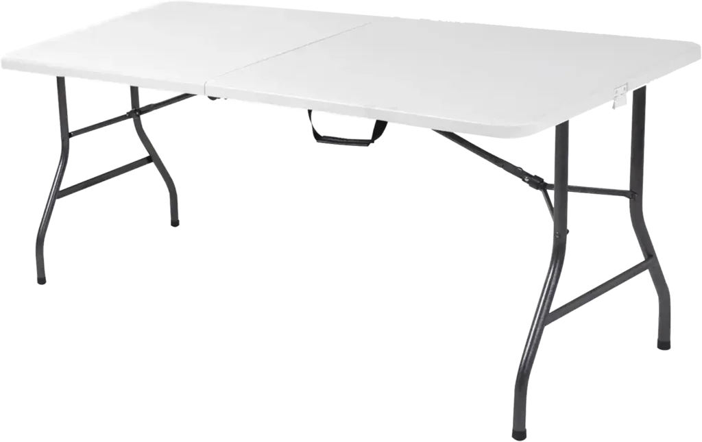 Mesa plegable blanca de 6 pies.